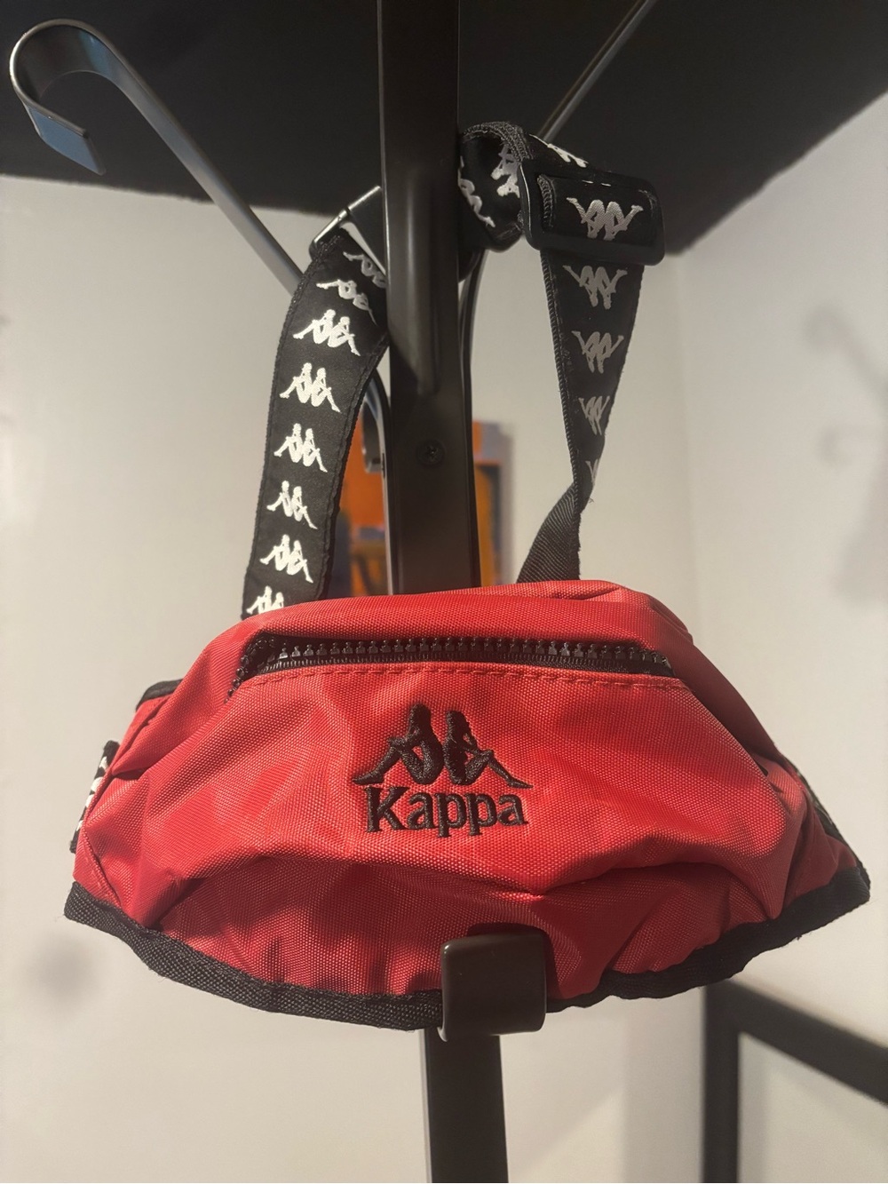 Kappa Red Mini Waist Bag with Black Logo Strap